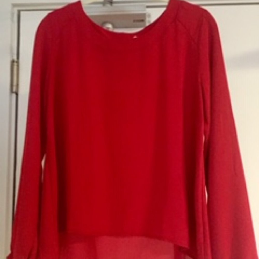 Lush Red Long Sleeve Blouse